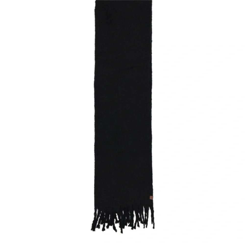 NEW Lucky Brand SET Black Scarf + Beanie Hat Tan Pom Pearls Sparkles Cozy Gift
